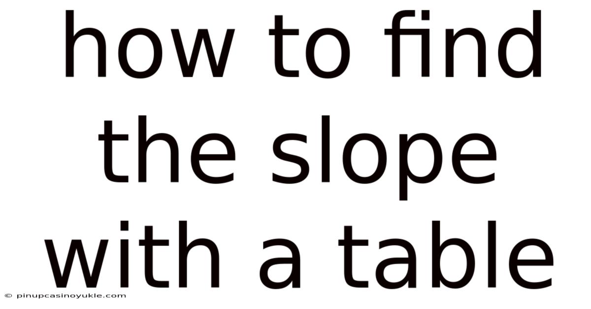 How To Find The Slope With A Table