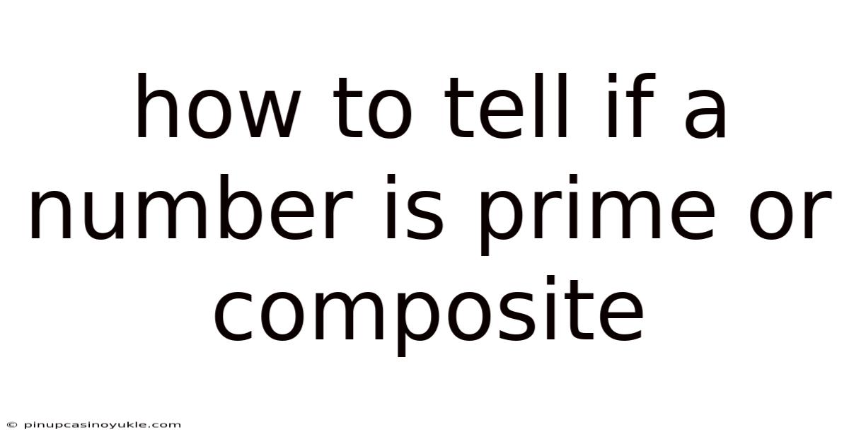 How To Tell If A Number Is Prime Or Composite