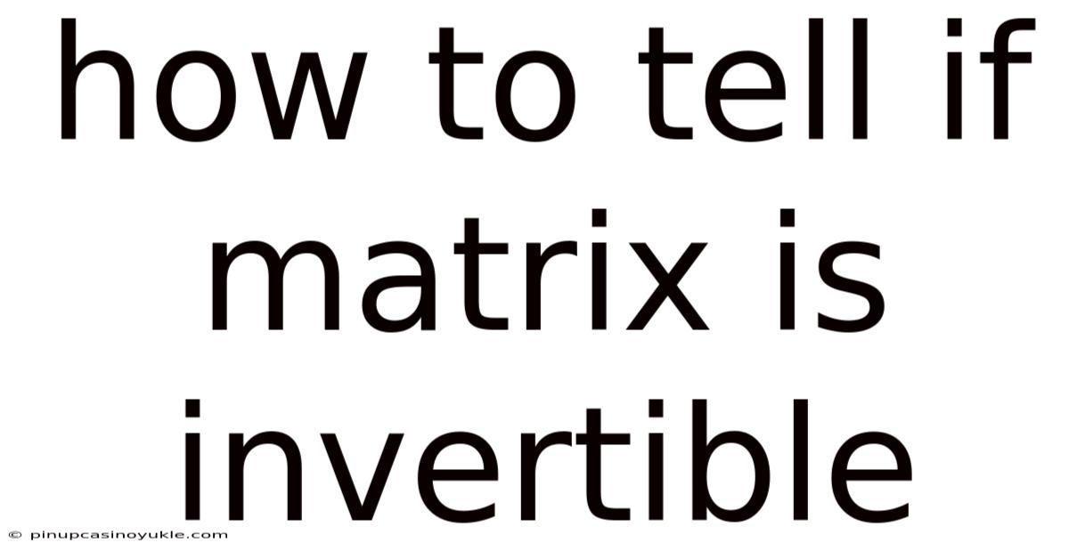 How To Tell If Matrix Is Invertible