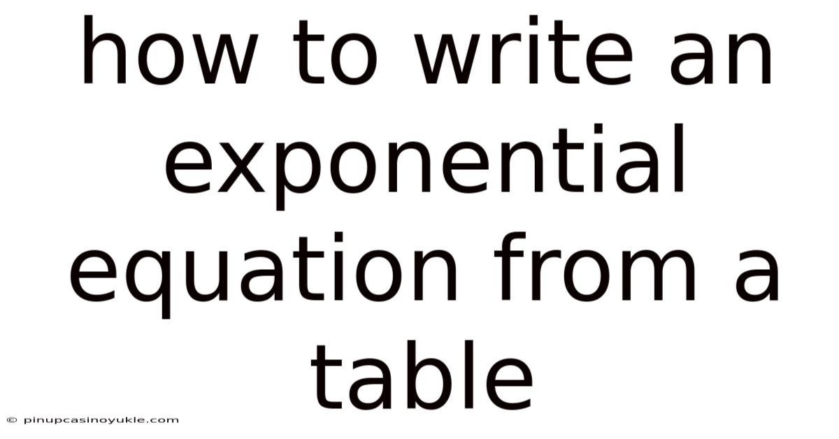 How To Write An Exponential Equation From A Table