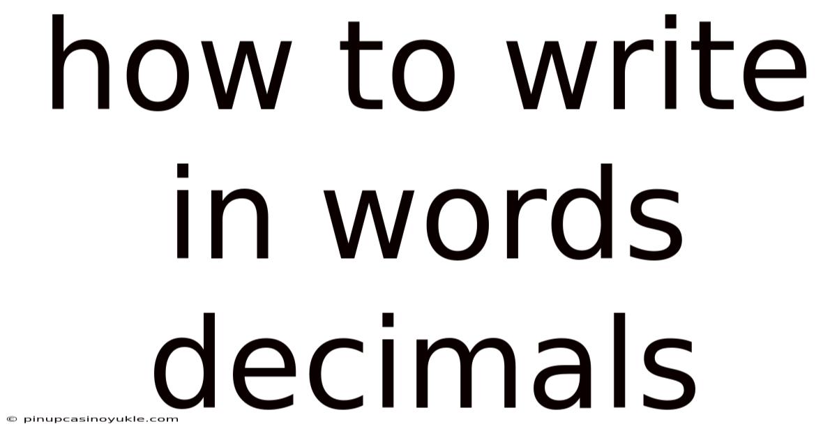 How To Write In Words Decimals