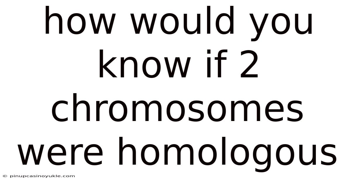 How Would You Know If 2 Chromosomes Were Homologous