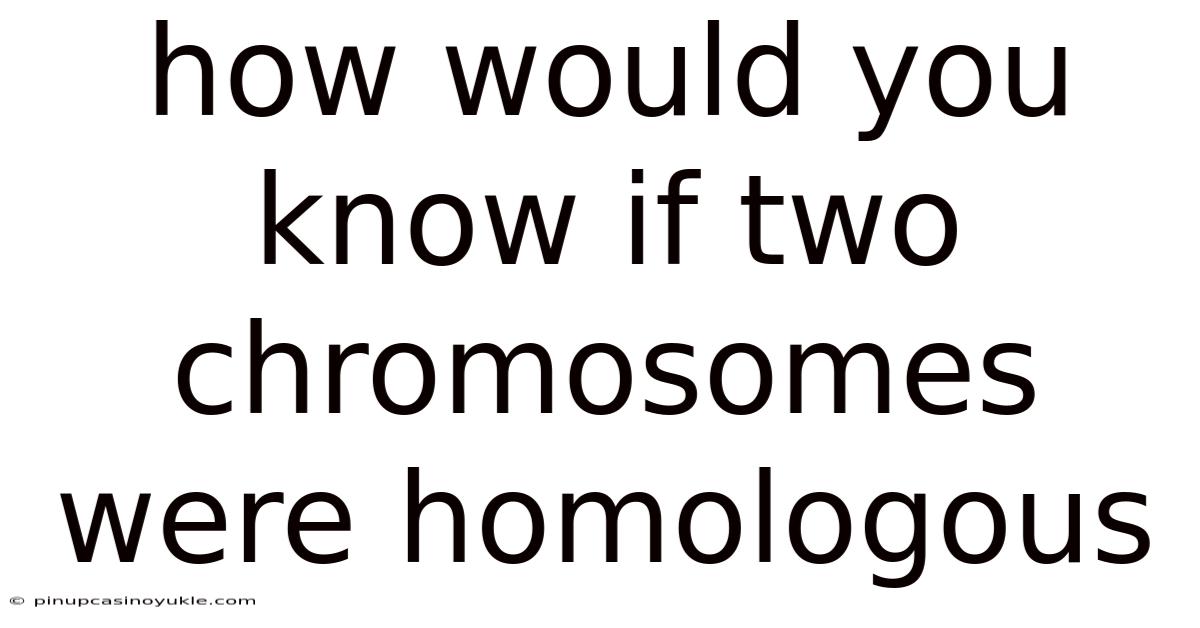 How Would You Know If Two Chromosomes Were Homologous