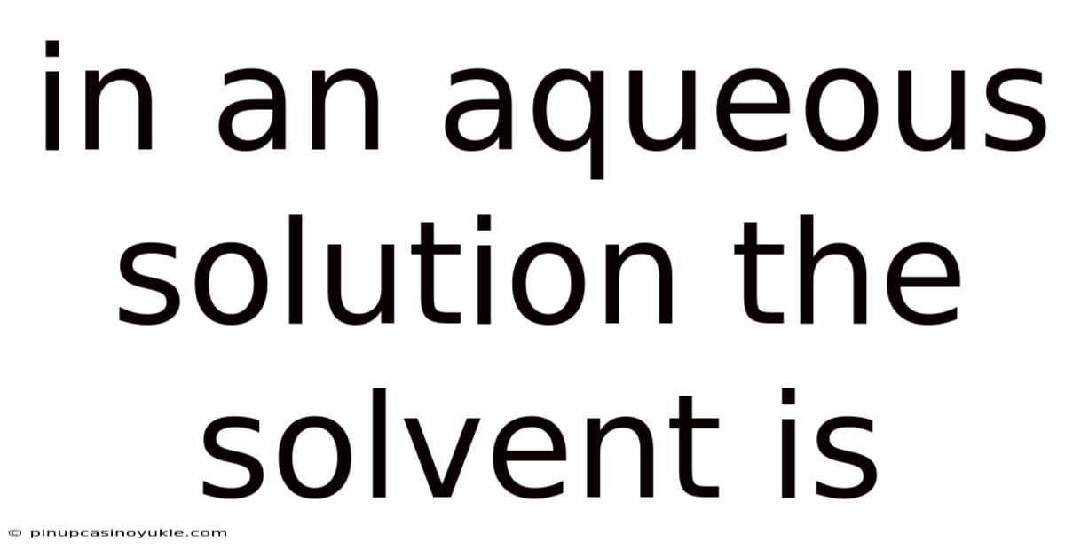 In An Aqueous Solution The Solvent Is