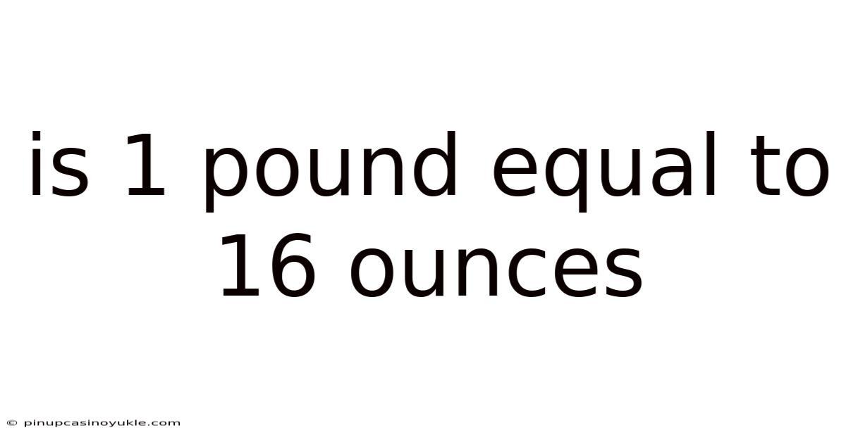 Is 1 Pound Equal To 16 Ounces