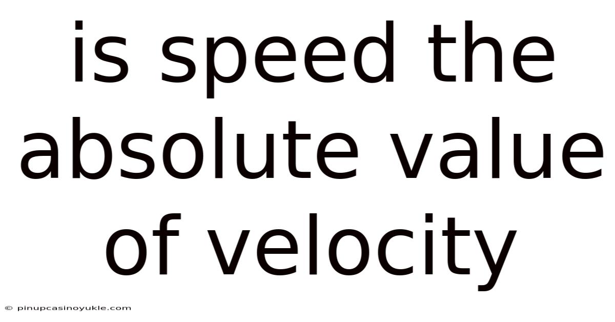 Is Speed The Absolute Value Of Velocity