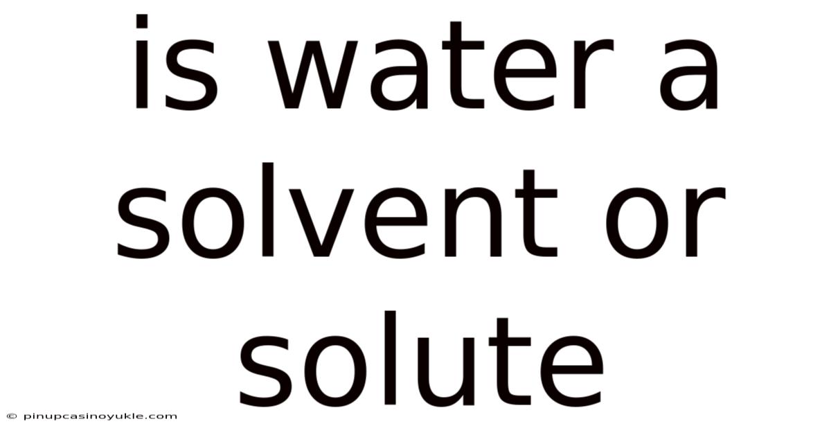 Is Water A Solvent Or Solute