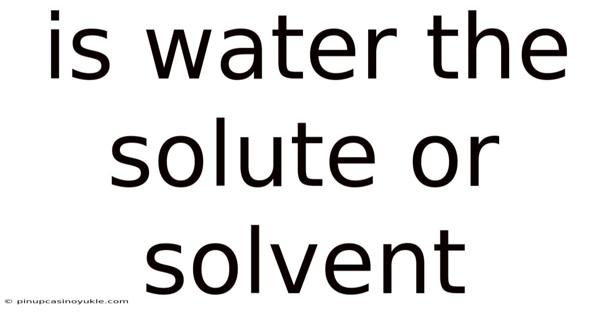 Is Water The Solute Or Solvent