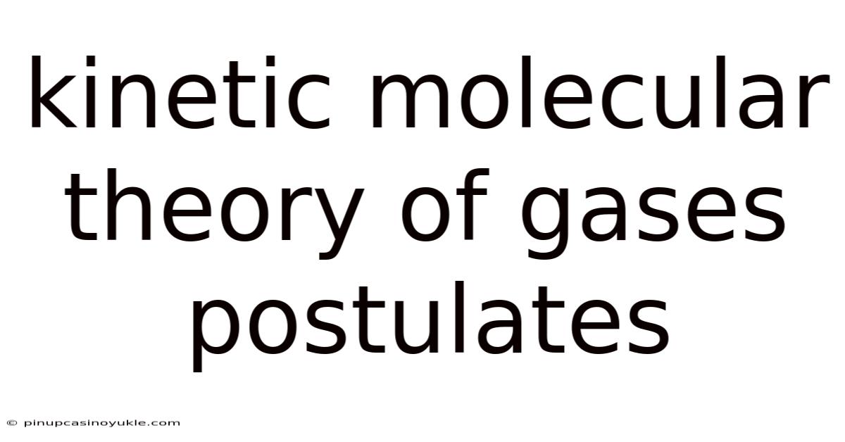 Kinetic Molecular Theory Of Gases Postulates