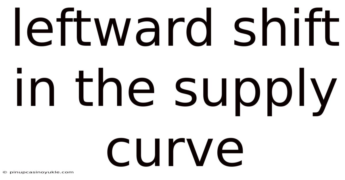 Leftward Shift In The Supply Curve