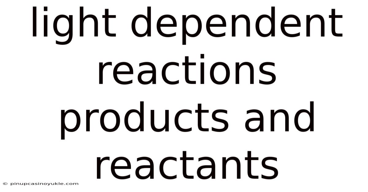 Light Dependent Reactions Products And Reactants