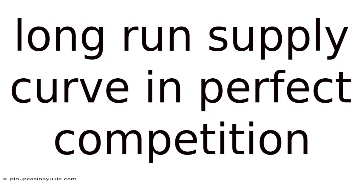 Long Run Supply Curve In Perfect Competition