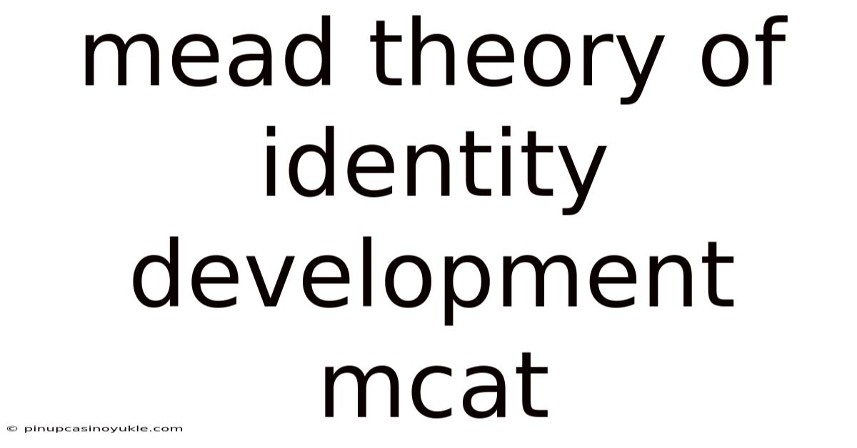 Mead Theory Of Identity Development Mcat