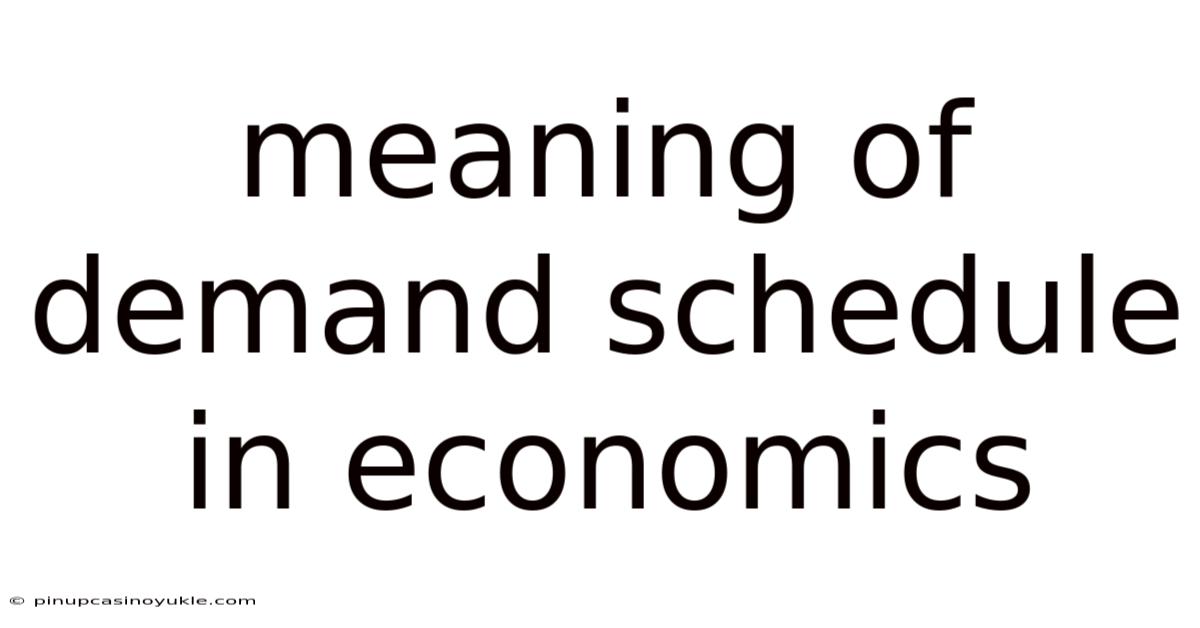 Meaning Of Demand Schedule In Economics