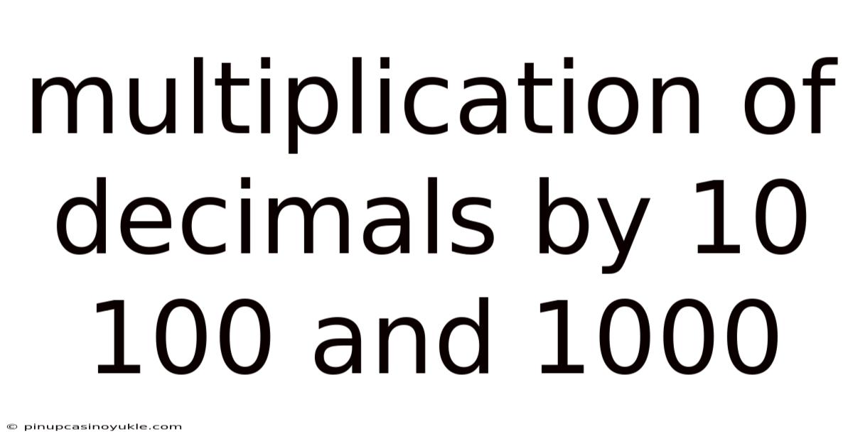 Multiplication Of Decimals By 10 100 And 1000
