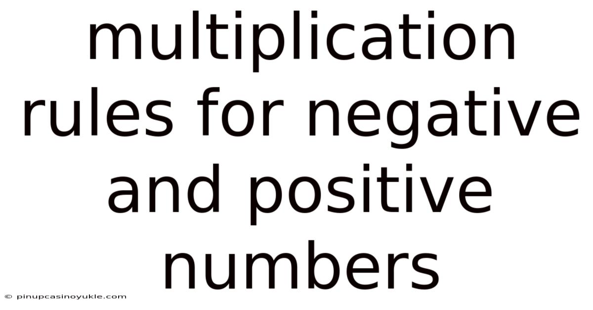 Multiplication Rules For Negative And Positive Numbers