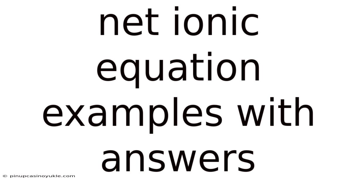 Net Ionic Equation Examples With Answers