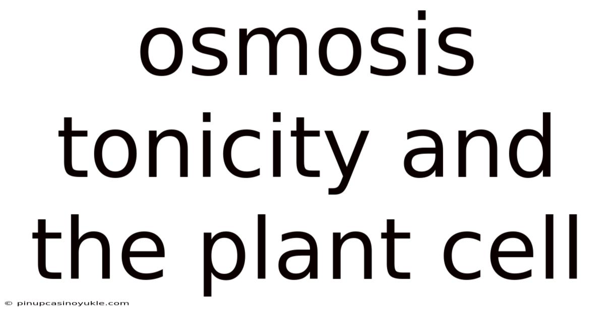 Osmosis Tonicity And The Plant Cell