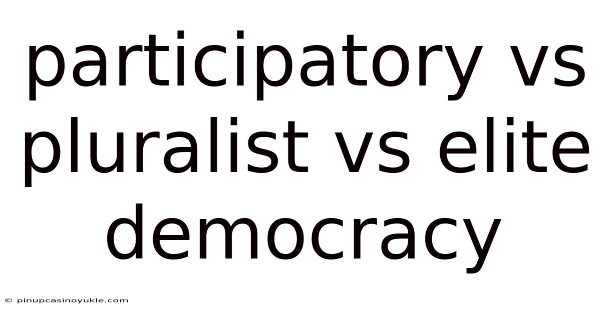Participatory Vs Pluralist Vs Elite Democracy