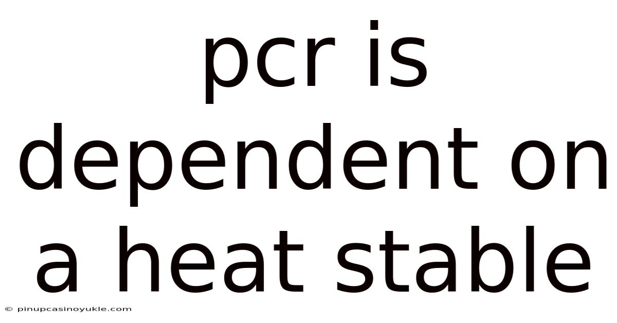 Pcr Is Dependent On A Heat Stable