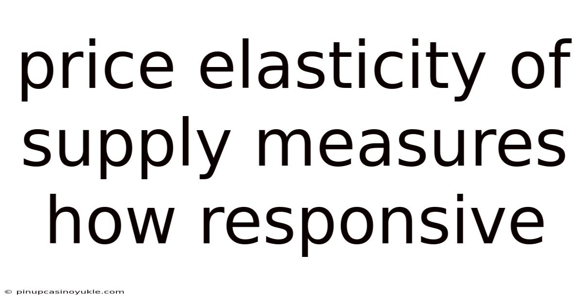 Price Elasticity Of Supply Measures How Responsive