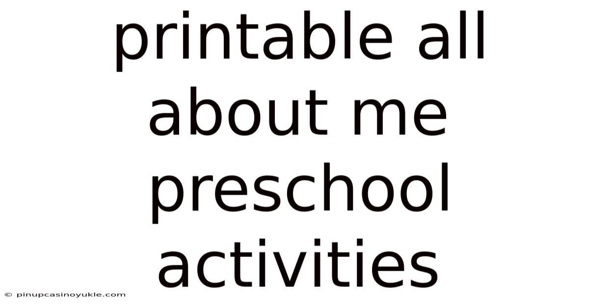 Printable All About Me Preschool Activities