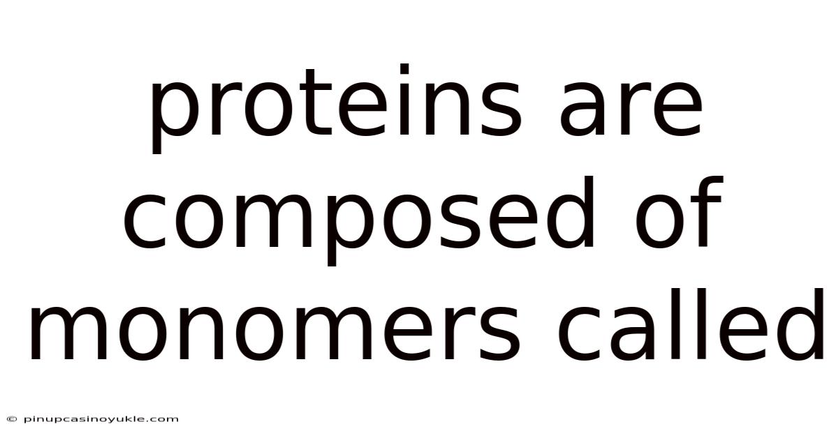 Proteins Are Composed Of Monomers Called