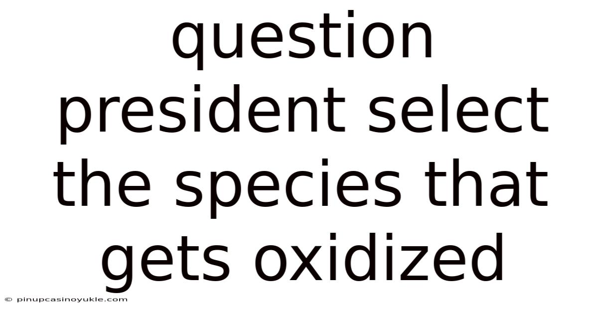 Question President Select The Species That Gets Oxidized