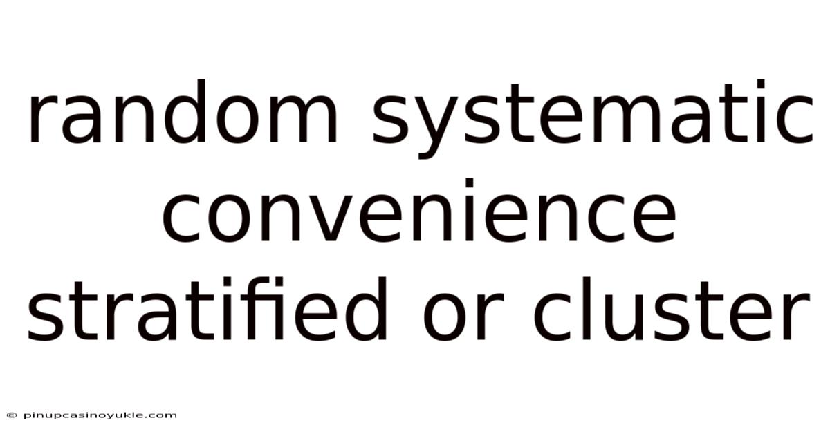 Random Systematic Convenience Stratified Or Cluster