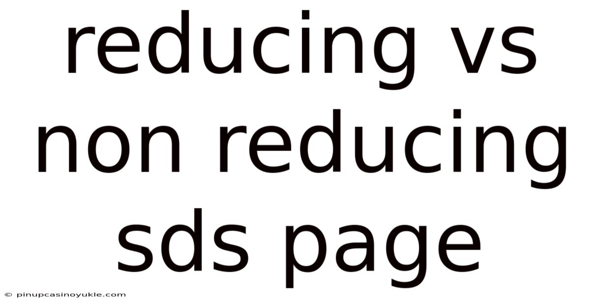 Reducing Vs Non Reducing Sds Page