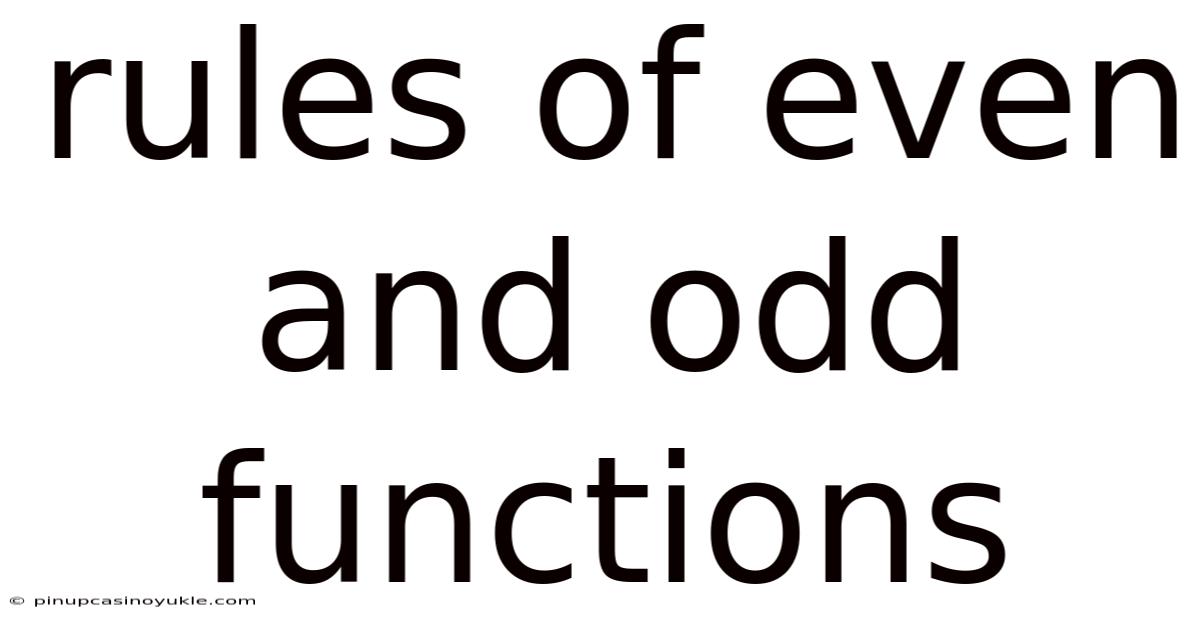 Rules Of Even And Odd Functions
