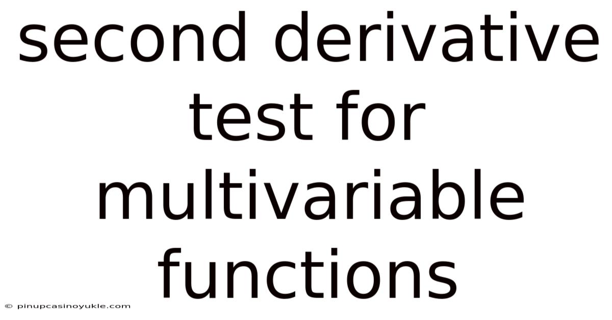 Second Derivative Test For Multivariable Functions