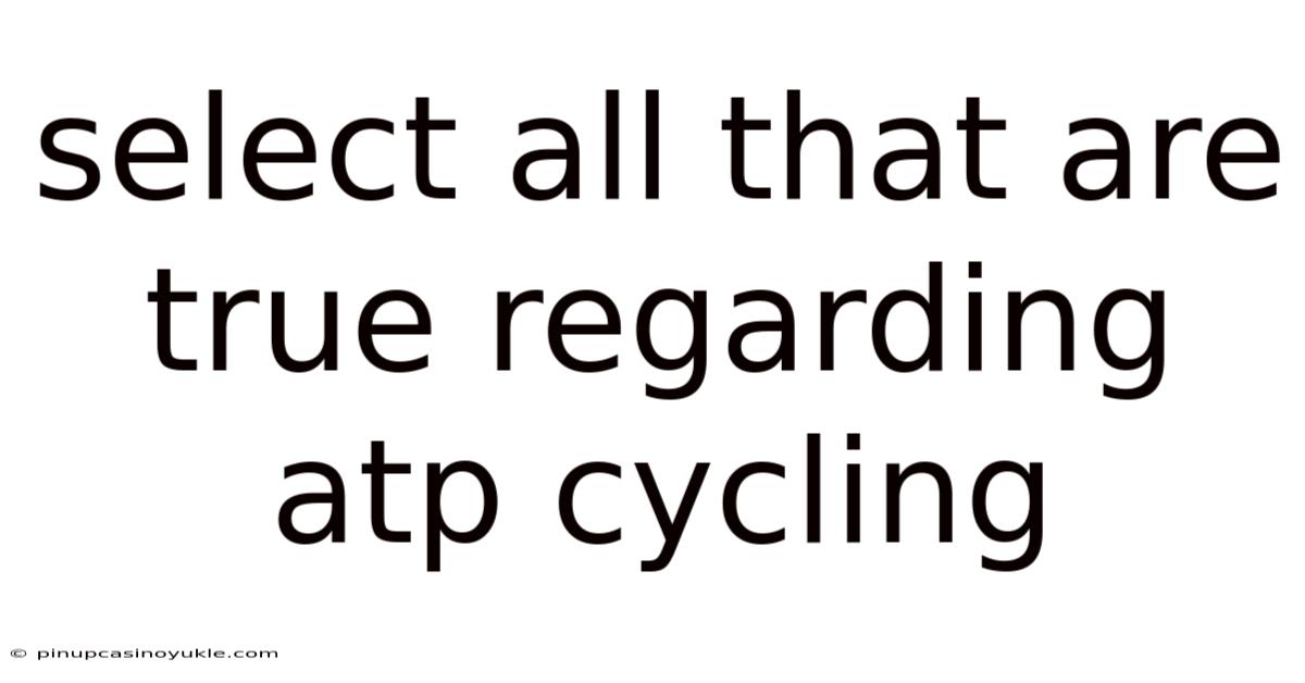 Select All That Are True Regarding Atp Cycling