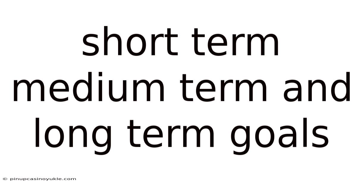 Short Term Medium Term And Long Term Goals