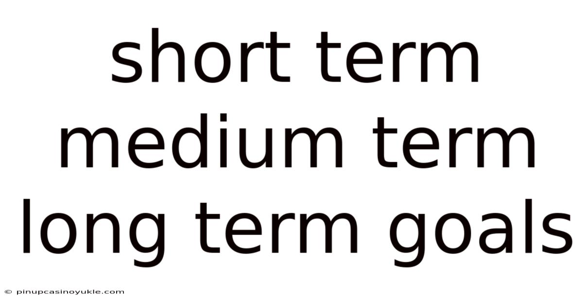 Short Term Medium Term Long Term Goals