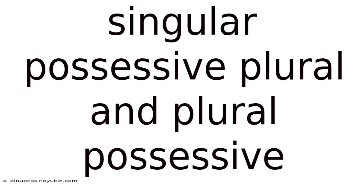 Singular Possessive Plural And Plural Possessive