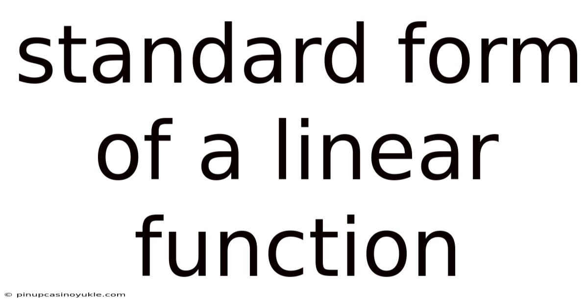 Standard Form Of A Linear Function