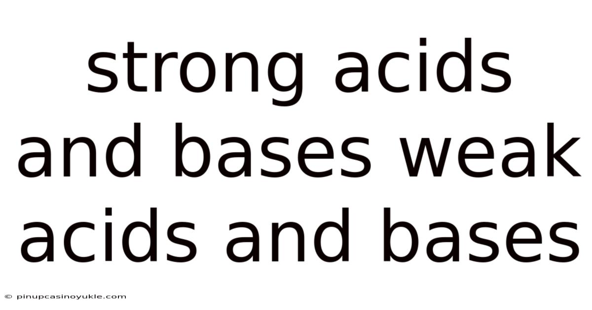 Strong Acids And Bases Weak Acids And Bases