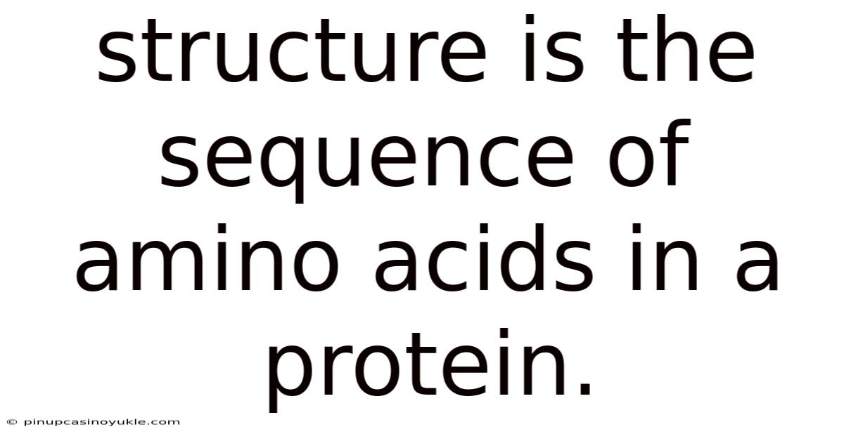 Structure Is The Sequence Of Amino Acids In A Protein.