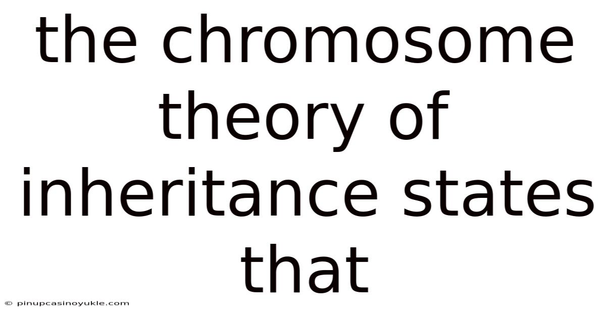 The Chromosome Theory Of Inheritance States That