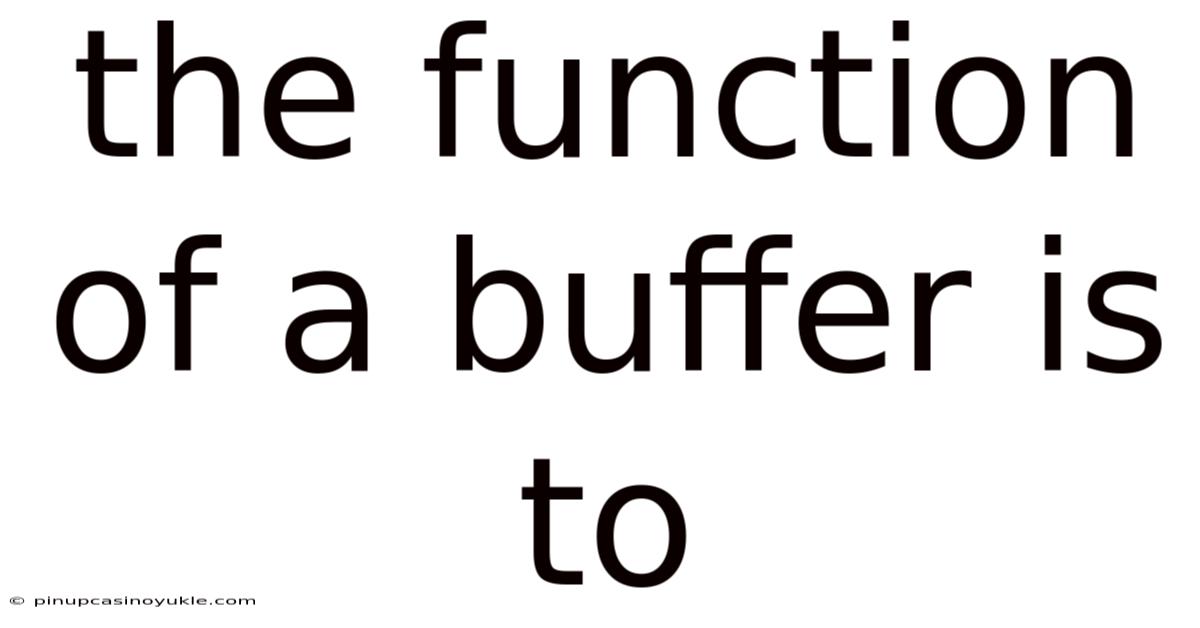 The Function Of A Buffer Is To
