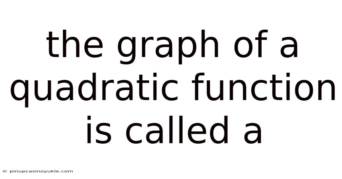 The Graph Of A Quadratic Function Is Called A