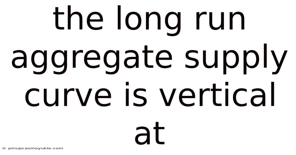 The Long Run Aggregate Supply Curve Is Vertical At