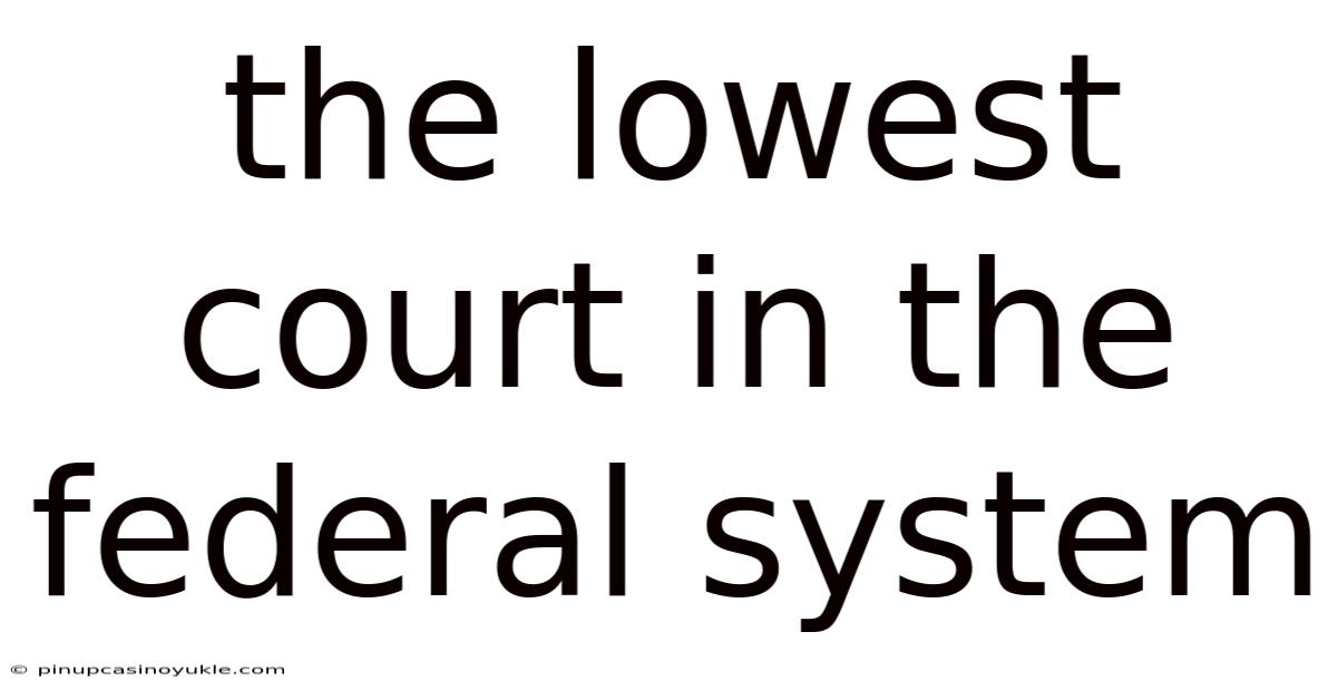 The Lowest Court In The Federal System