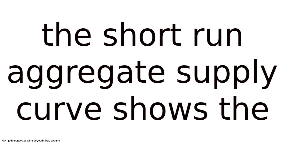 The Short Run Aggregate Supply Curve Shows The