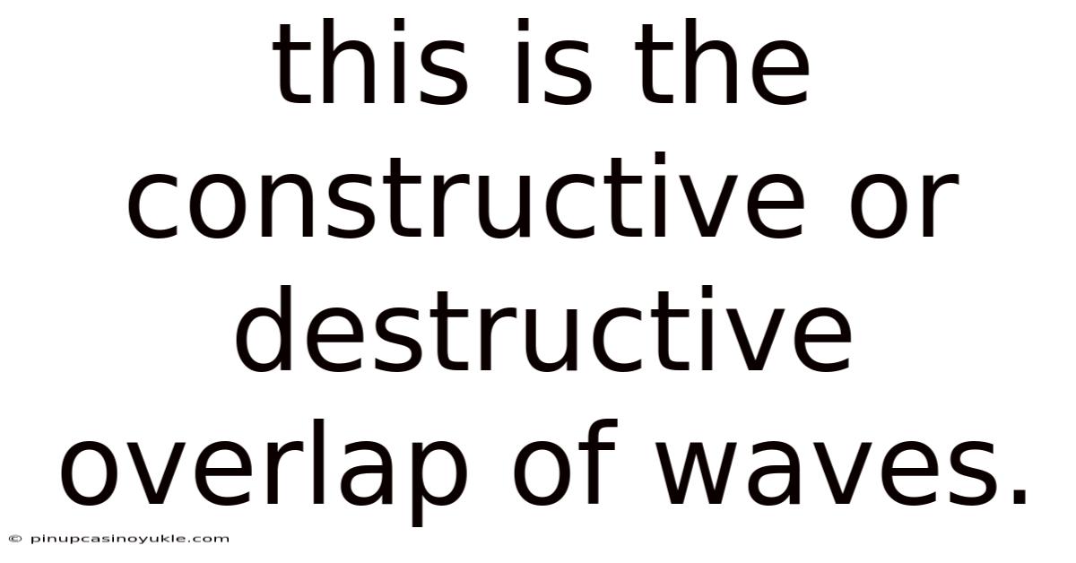 This Is The Constructive Or Destructive Overlap Of Waves.