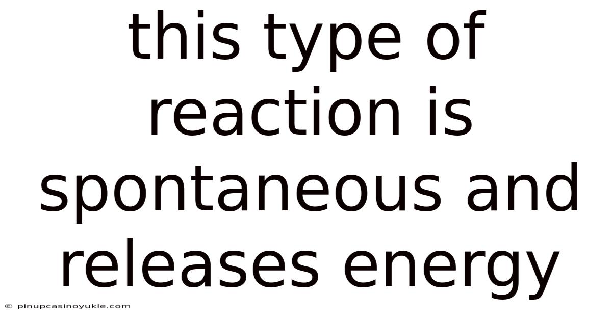 This Type Of Reaction Is Spontaneous And Releases Energy