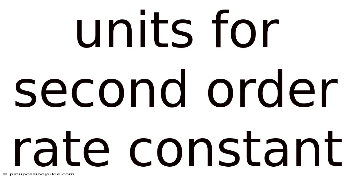 Units For Second Order Rate Constant