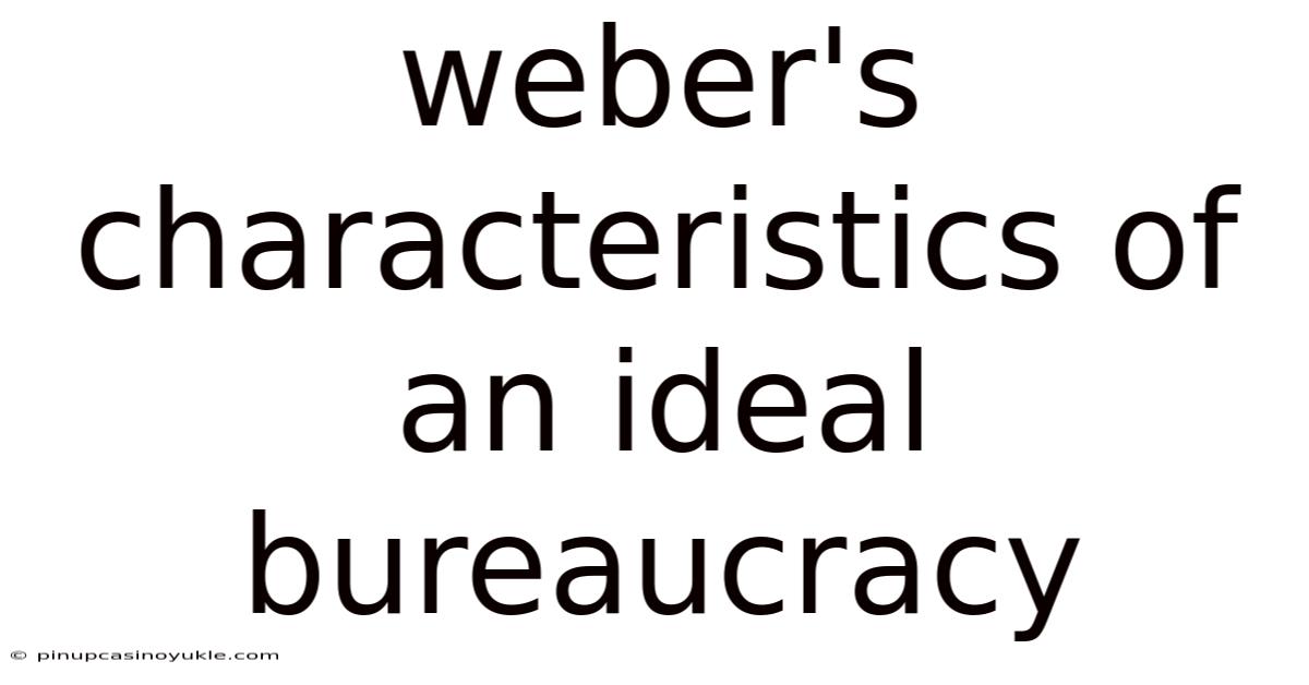 Weber's Characteristics Of An Ideal Bureaucracy