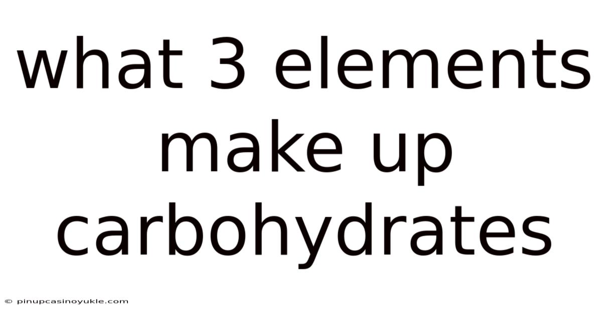 What 3 Elements Make Up Carbohydrates